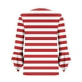thumbnail image 4 of Lmnyox Women's Shirts Fashion 3/4 Length Sleeve V Neck Striped Tops Casual Dressy Button Collared Golf Shirts, 4 of 7