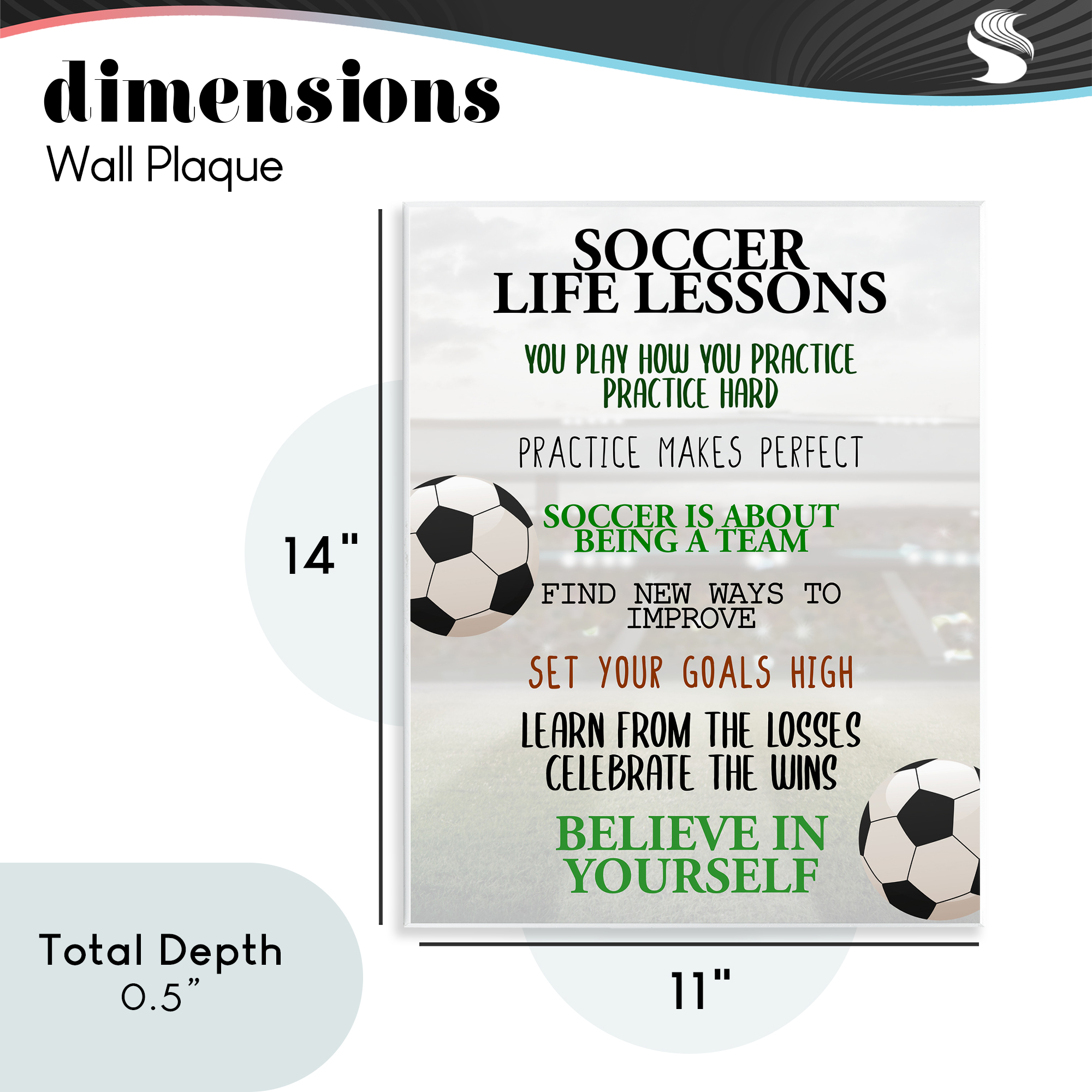 Soccer Life Lessons Wall Plaque Art, design by Kim Allen