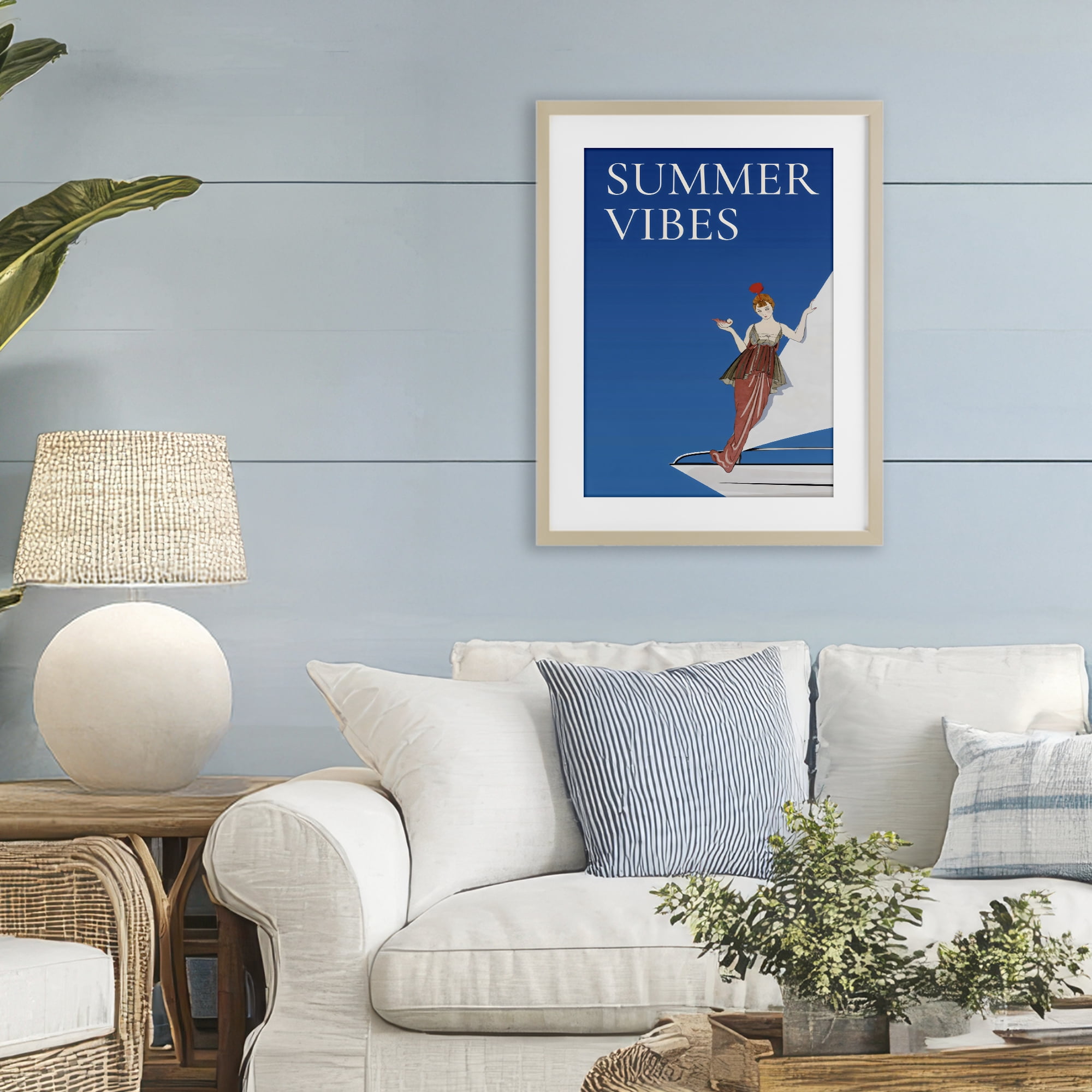 Stupell Industries Summer Vibes Vintage Yacht Birch Framed Print Under Glass, design by Creative Studio