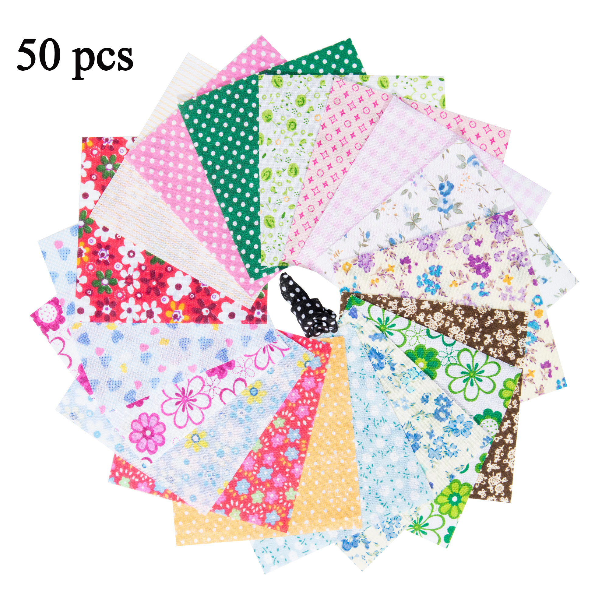 LELINTA 50Pcs DIY Handmade Floral Printed Precut Fabric Sheets Patchwork Cotton Squares Cloth Quilting Sewing Handmade Accessories Home DIY Crafts 10x10cm - image 1 of 8