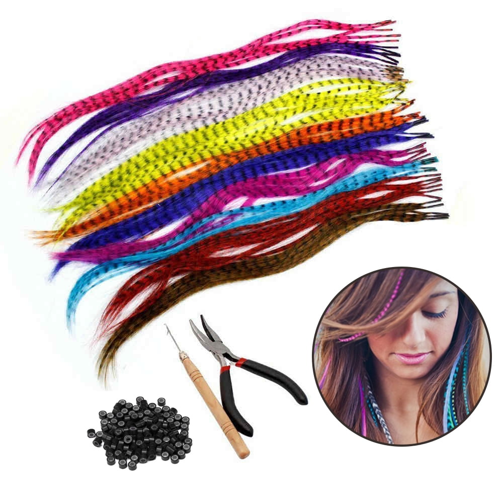 SALE* NEW 30 Synthetic Feather Hair Extensions In Light Green and/or Blue  14.5
