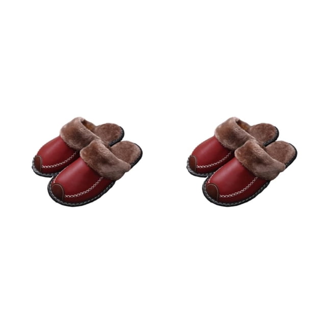 Minnieouse Zapatillas de casa Suministros de invierno Zapato cálido Impermeable Base gruesa Zapatos de fondo Mujer Mujer Hombre Vino 27 (39-40) Vino rojo 27 (39-40) 2Conjunto