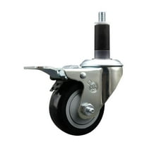 3 Inch Black Poly Swivel 1-1/8 Inch Expanding Stem Caster Total Lock Brake SCC