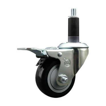 3 Inch Black Poly Swivel 1-1/8 Inch Expanding Stem Caster Total Lock Brake SCC