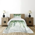 thumbnail image 3 of Ambesonne Eucalyptus Leaves Quilted Bedspread Set 2 Pcs, Leafy Branches, Twin Size, Fern Green Pastel Yellow, 3 of 4
