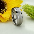 thumbnail image 4 of 8MM Comfort Fit Titanium Wedding Band Beveled Edges Grooved Ring (Size 7 to 14), 4 of 4