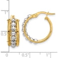 thumbnail image 4 of 14K Two-Tone Polished And Beaded Hoop Earrings (Width 19.2) (Length 19.3) - Jbsp, 4 of 5