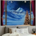 thumbnail image 2 of Fenyluxe  Winter Tapestry Wall Hanging Snow Scene Outside Vintage Window Tapestries Red Christmas Balls New Year Wall Decor Blanket for Bedroom Living Room Holiday Party 40x30inch, 2 of 6
