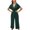 Green, variant on snowsong Jumpsuits For Women Rompers For Women Women's Dot Casual Pants Elastic Waist Printed V Neck Pocket Jumpsuit Women's Pants Dark blue L