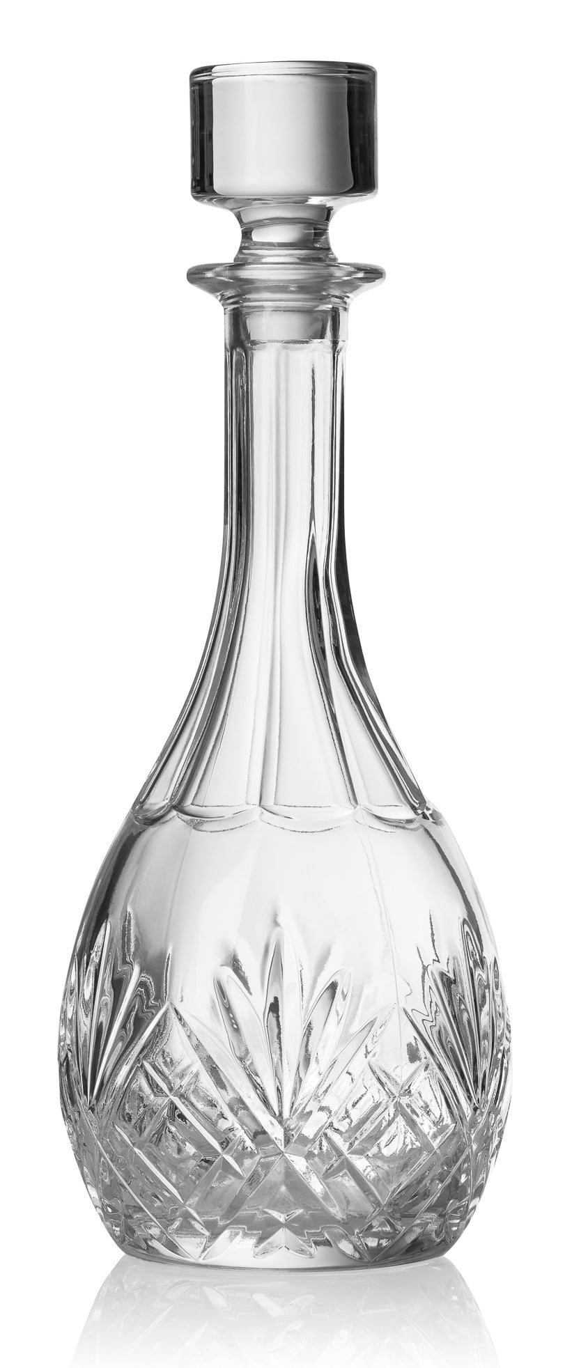 Superb crystal decanter with 4 wine stems square cut crystal