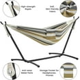 thumbnail image 4 of RONG-3 Double Hammock w/Stand, 2-People Hammock & Stand Set w/Storage Bag & Carrying Bag, Outdoor/Indoor Heavy-Duty Portable Hammock, 450LB Capacity - Desert Stripe, 4 of 6