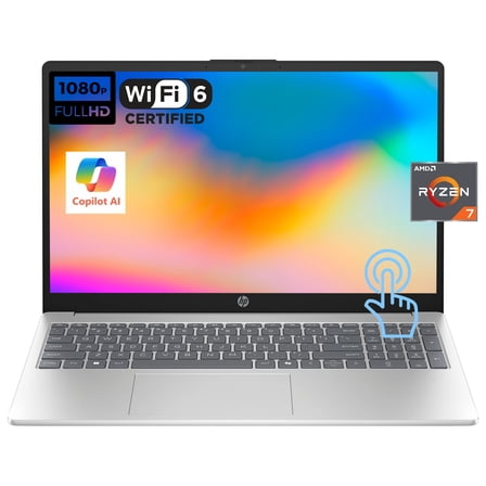 HP 15.6 Touchscreen Laptop for Work & Study, AMD Ryzen 7 7730U, 16GB RAM 1TB SSD, AMD Radeon Graphics, Copilot AI, WiFi 6, Numeric Keypad, Windows 11 Home