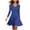 Blue, variant on ChaoHeng Womens Dresses Summer Solid V Neck Long Sleeve A Line Faux Wrap Flare Knee Length Casual for Navy S