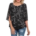 thumbnail image 1 of Blusa informal de gasa de media manga, blusa de cuello redondo para mujer, blusa de gasa de media manga para mujer, blusa de gasa para mujer, camisa resistente y duradera, 1 of 5