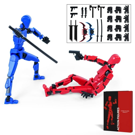 Action Figure Set - 2Pcs 3D Printed Multi-Jointed Robot, Movable Articulated Model 13 Desktop Decoration for Collectors, Christmas Birthday Gifts for Boys Girls