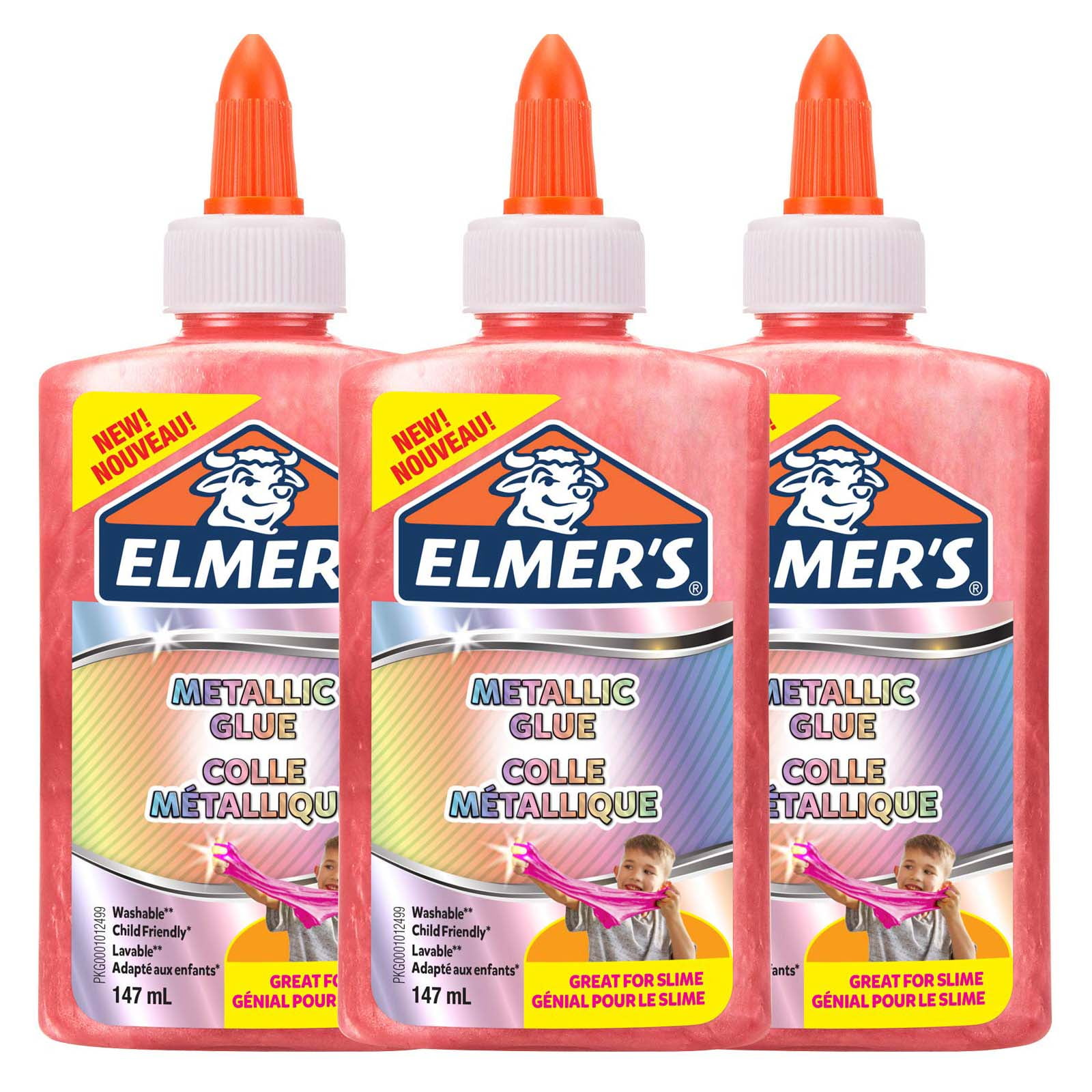 Elmer's Metallic School Glue, 5 Ounces, Pink, 3 Count