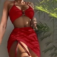 thumbnail image 2 of WREESH Womens Two Piece Swimsuit Swim Skirt Bikini Sets Swimsuit Split Swimsuit Bikini Set Beach Bathing Suit Red, 2 of 6
