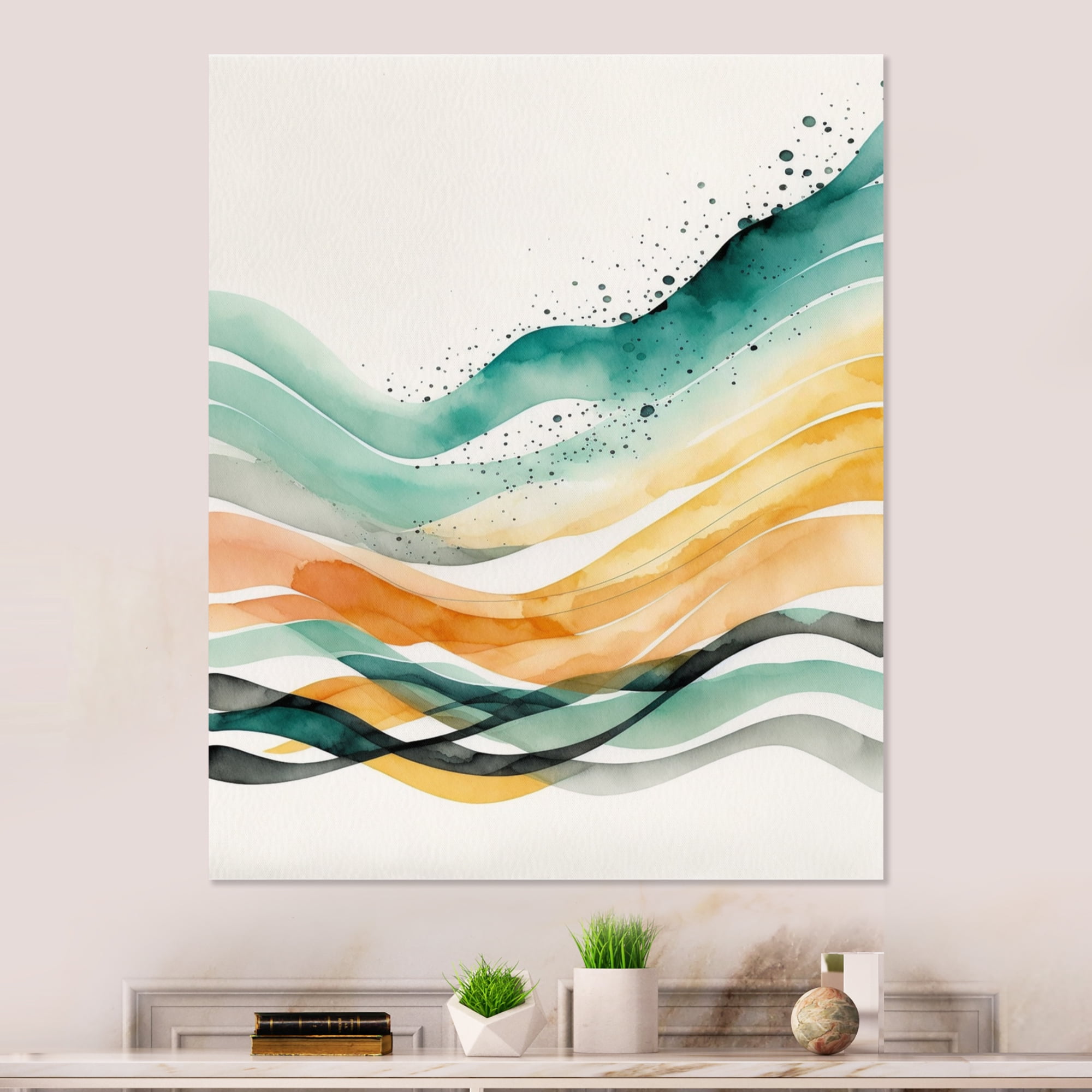 Designart Multi-Color Abstract Waves II Canvas Wall Art