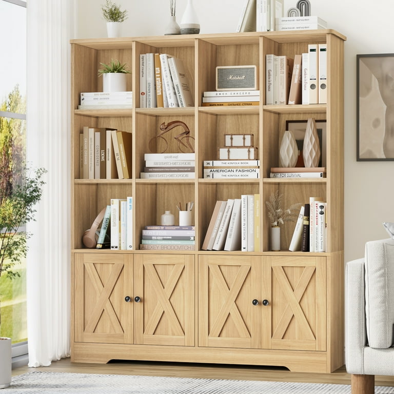 Homfa 12 Cube Double Wide Bookcase, 3 Tier Library Cabinet with