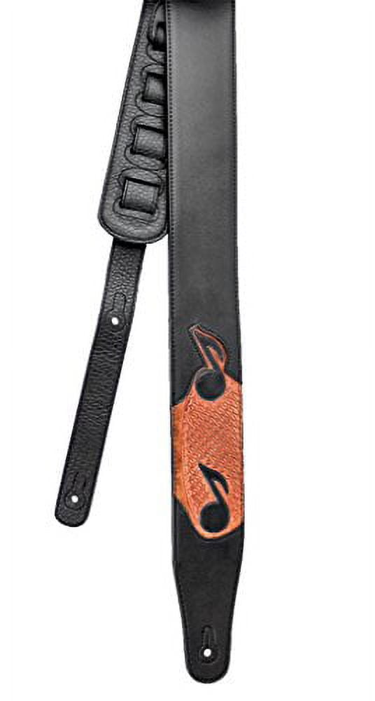 Walker & Williams CVG-83 Padded Leather Guitar Strap Hand Tooled Musical Notes