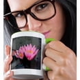 thumbnail image 2 of 3drose, Two Pink Lotus Flowers, 15oz Two-tone Green Mug, 2 of 6