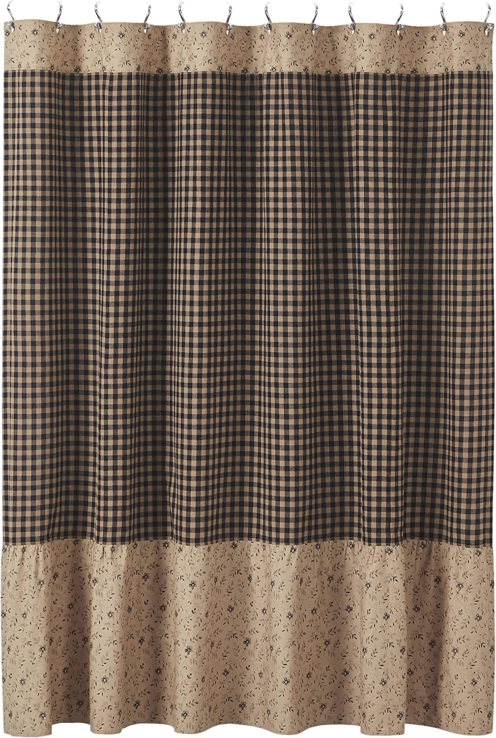 Maisie Ruffled Patchwork Shower Curtains, Tan, 72x72 BOLLESI