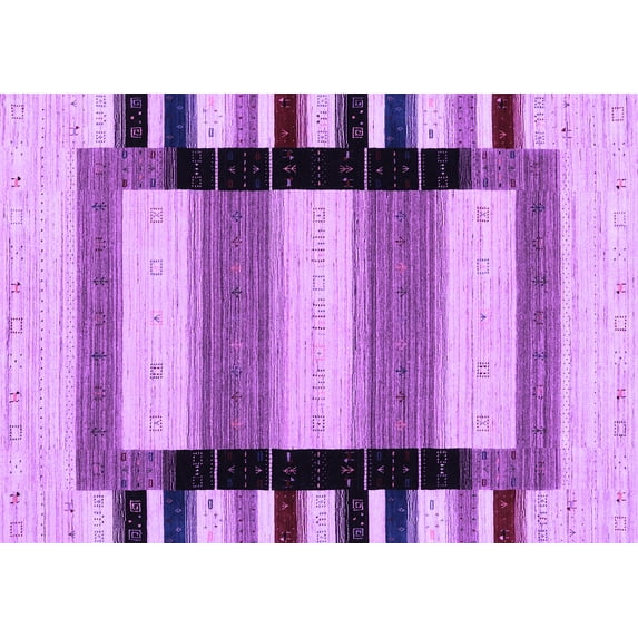 Ahgly Company Indoor Rectangle Solid Purple Modern Area Rugs, 8' x 10'