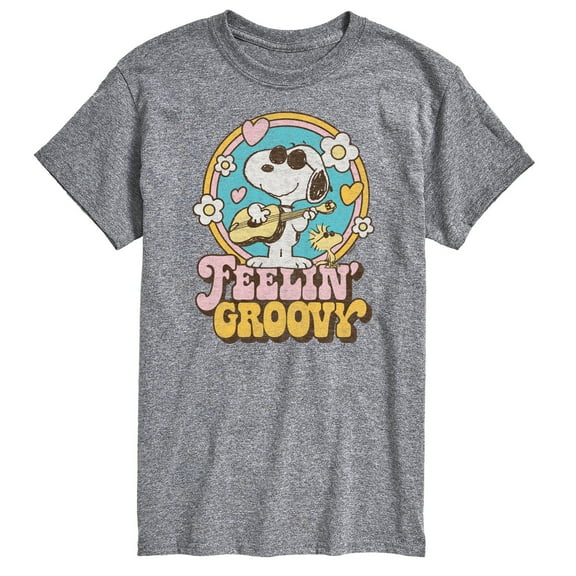 Peanuts - Feelin Groovy Snoopy And Woodstock Lights Only - Men's Short Sleeve Graphic T-Shirt