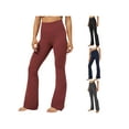 thumbnail image 2 of Women's Foldover Contrast Waist Bootleg Flare Yoga Pants,Value-Pack Available Female Leggings Wide Leg  Pants, 2 of 9