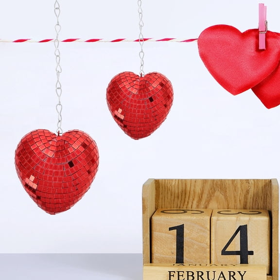 ELAYARD 2Pcs Heart Shaped Disco Ball with Reflective Glass for Party Decoration Women