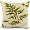 thumbnail image 3 of Set of 4 Linen Throw Pillow Covers 18x18 Inch Green Botanical Ferns and Dragonfly Ivies Ivy Leaf Leaves Home Decor Pillowcase Square Cushion Cover for Sofa Bed Couch, 3 of 6