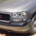 thumbnail image 2 of Halo Projector Headlight Bumper Lights In Chrome Housing Clear Lens Made For And Compatible With 1999 - 2006 GMC Sierra Yukon XL 99 00 01 02 03 04 05 06, 2 of 7