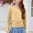 thumbnail image 4 of Posijego Girls Spring Tops Long Sleeve Shirts Side Bow Little Girl Round Neck Casual Soft Tunic Top Blouses, 4 of 5