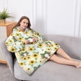 thumbnail image 5 of Oversized Wearable Blanket Hoodie,Yellow Highland Cow Sunflower Bow Pattern Sherpa Blanket Hoodie with Super Pockets,Super Warm Fuzzy Pullover for Women & Men, 5 of 6