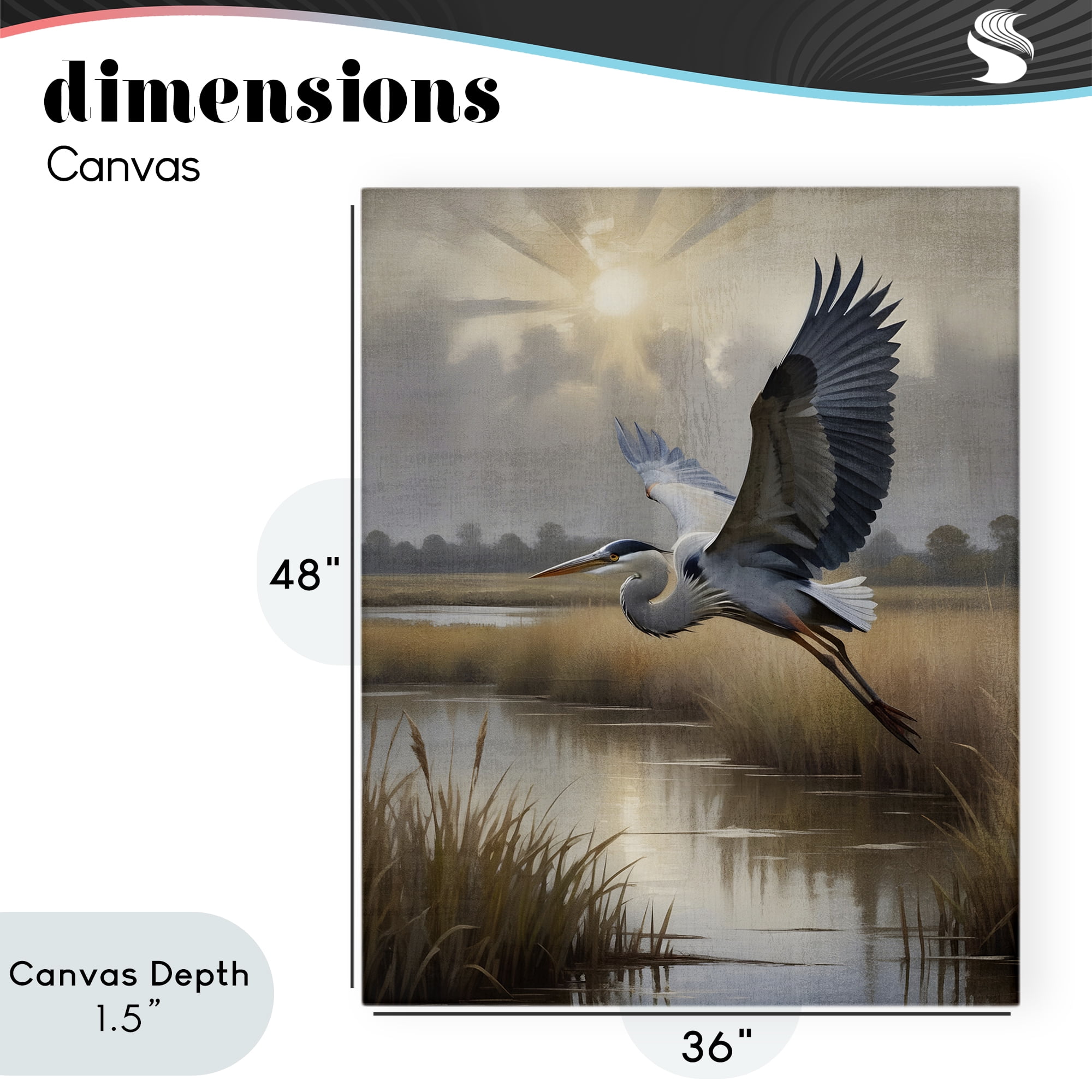 Stupell Industries Heron Flight over Wetlands Canvas Wall Art, design by Susan Arnot