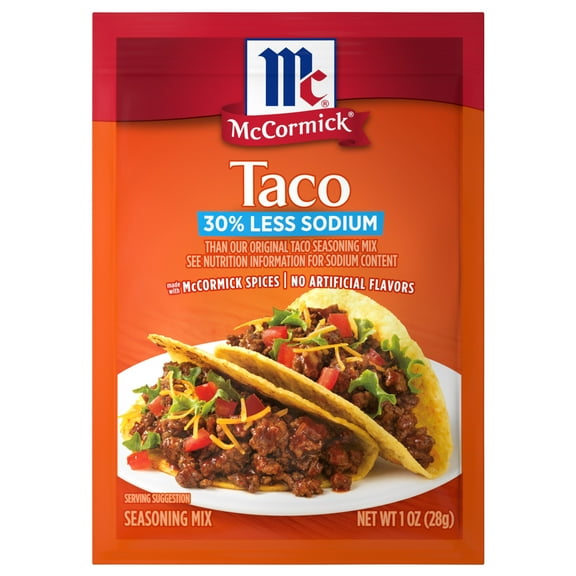 McCormick 30% Less Sodium Taco Seasoning Mix, 1.0 oz Packet