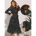 thumbnail image 2 of DARING DIVA Fall Floral Long Sleeve Chiffon Midi Dress S Black, 2 of 6