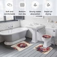 thumbnail image 6 of Red Rose Bathroom Rugs Set Spring Pink Purple Flower Floral Watercolor Linen Texture Non Slip Absorbent Soft Bath Mats 3 Piece Set with Bathroom Rug, U-Shaped Floor Mat, Toilet Seat Cover Small Size, 6 of 9