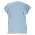 thumbnail image 5 of Fesfesfes Women's Solid Color Blouse with Button Casual Fashion Summer T-Shirt New Ruffle Short Sleeved V-neck Comfortable Tops (Light Blue,2XL), 5 of 5