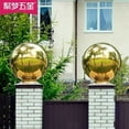 thumbnail image 4 of HOOWIFFY Golden Reflective Stainless Steel Garden Globe with Stand, Outdoor Yard and Fence Decorative Sphere, 4 of 6