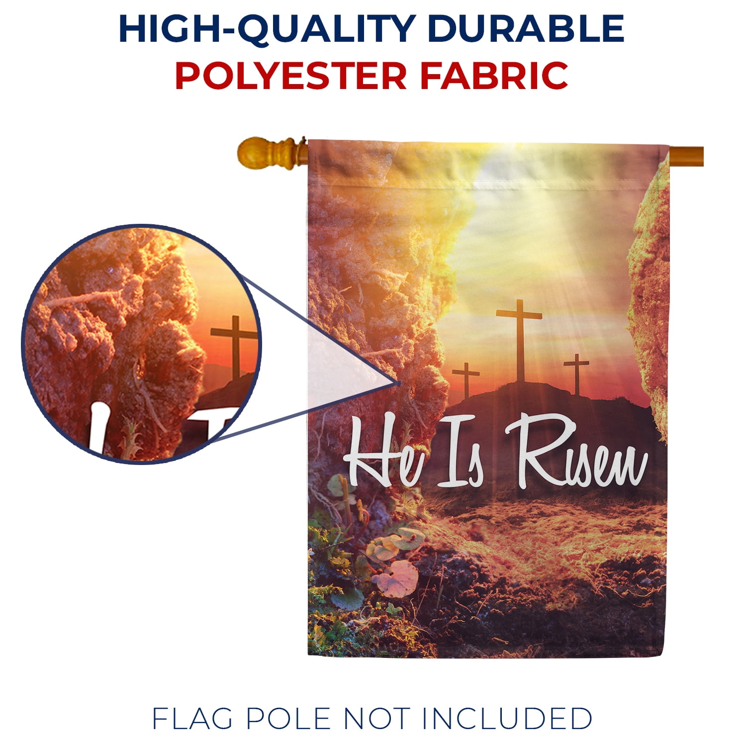 America Forever Easter Cross House Flag 28 x 40 inch Double Sided He is Risen Celebration Religious Cross Small Spring Holiday Seasonal Easter Day Flags for Outdoor Yard Lawn Decoration