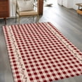 thumbnail image 3 of Farmhouse Berry Washable Area Rug 4 x 6 ft Red Buffalo Plaid American Country Rustic, Soft Non Slip Rugs Stain Repellent Indoor Felt Carpet for Living Dining Room Bedroom Home Office, 3 of 9
