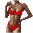 thumbnail image 2 of QIPOPIQ Bikinis for Women 2 Piece Bandeau Sexy High Breast Contrast Solid Split Bikini Set Vacation Beach Swimwear Two Piece Swimsuit Sets Summer Clearance, 2 of 8