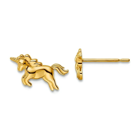 14k Gold Unicorn Post Earrings 7x11.55mm Wide Stud Earring for Women - .8 Grams