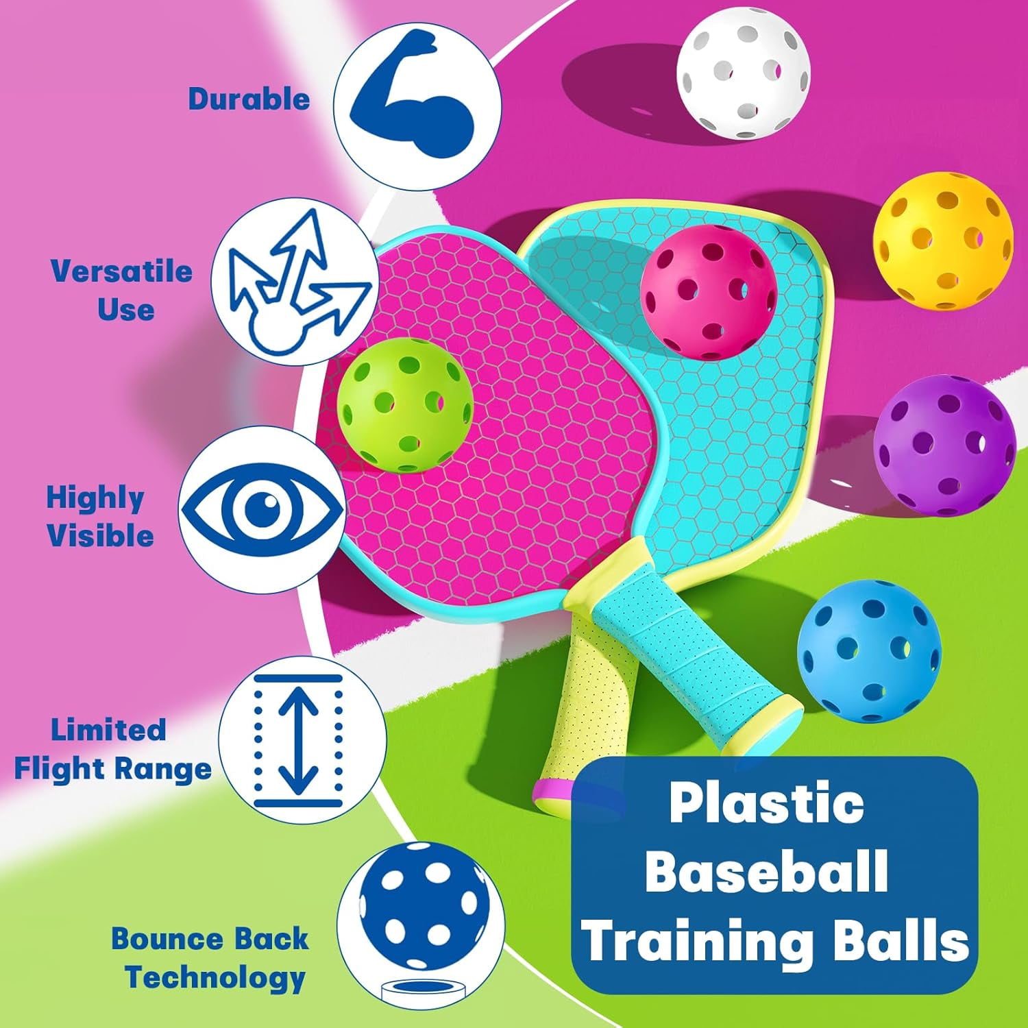 12/100 Pack Baseball Practice Balls Plastic Training Balls Lightweight Hollow Softballs with a Drawstring Bag for Hitting, Baseball Training Indoor Outdoor Use