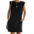 thumbnail image 2 of IROINNID Women's Sleeveless Shift Dress Round Neckline Sexy Loose Ladies Mini Dress Strapless Cap Solid Color Dress, 2 of 8