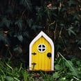 thumbnail image 5 of Fairy Door -Fairy Door for Tree-Fairy Garden-Fairytale Door - Tooth Fairy Door-Fairies Sleeping Door and Windows Tree Statues-Tree Hugger Yard & Garden Sculptures Fairy Mystical Home(Yellow), 5 of 6