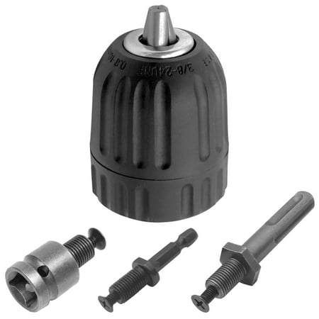 

MTFun 4pcs Drill Chuck Metal 3/8-24UNF Drill Chuck 0.8-10mm Self-tighten Keyless Chuck Quick Change Drill Bit Adapter Hardware Tool for Impact Driver Screwdriver Hammer Drill Rotary Tool