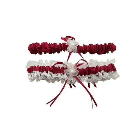 

Wedding Bridal Legs Garter Set Bridal Garters Lace Belt Wine Red
