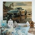 thumbnail image 2 of Designart "Beach Phtotography German Car art painting II" Nautical & Beach Print on Natural Pine Wood, 2 of 5